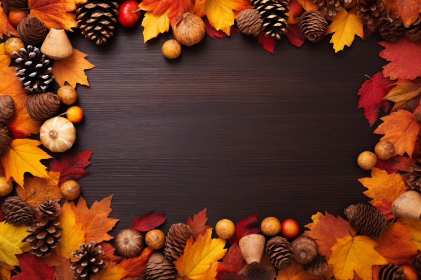 A picture of a Thanksgiving or fall holiday scene taken from above