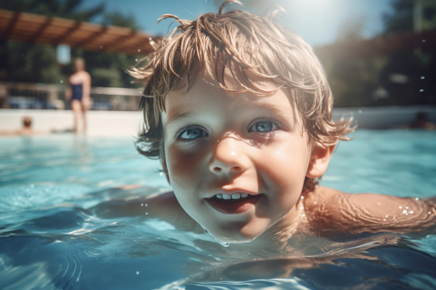 Picture of a kid swimming at a water park