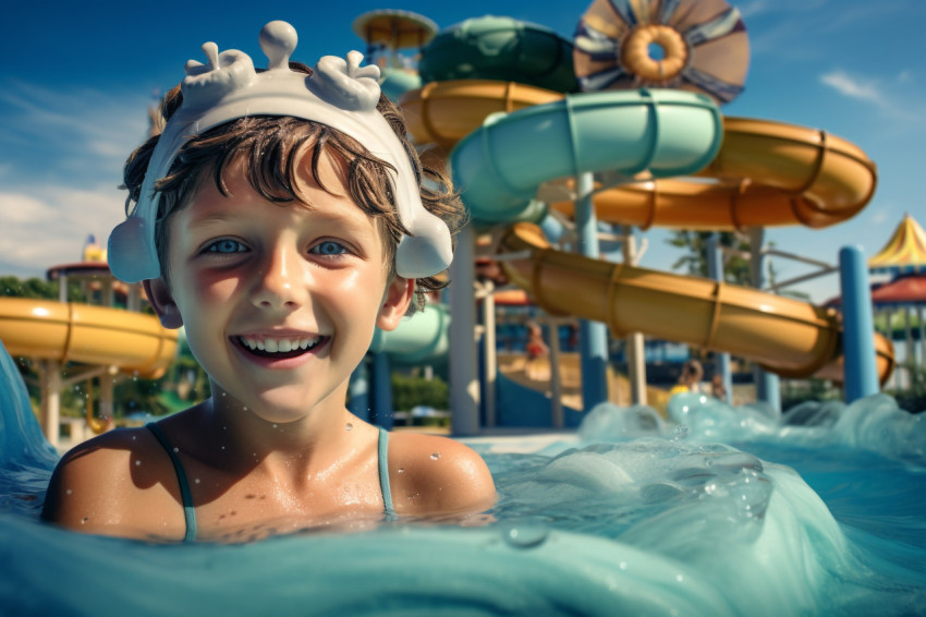 Picture of a kid swimming at a water park