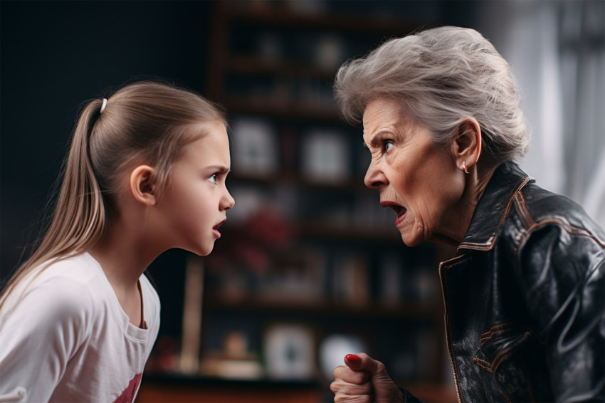 A picture of a mother and daughter who are fighting