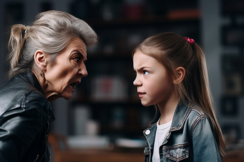 A picture of a mother and daughter who are fighting