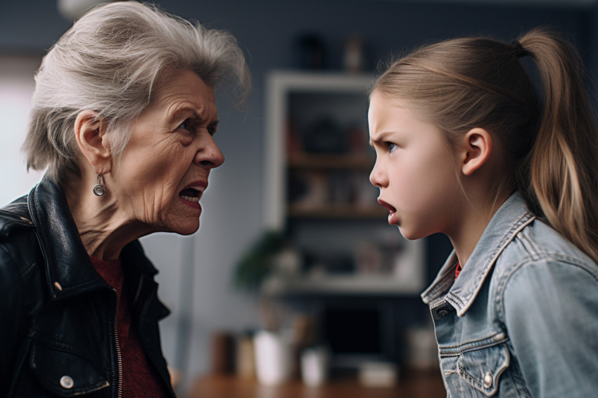 A picture of a mother and daughter who are fighting