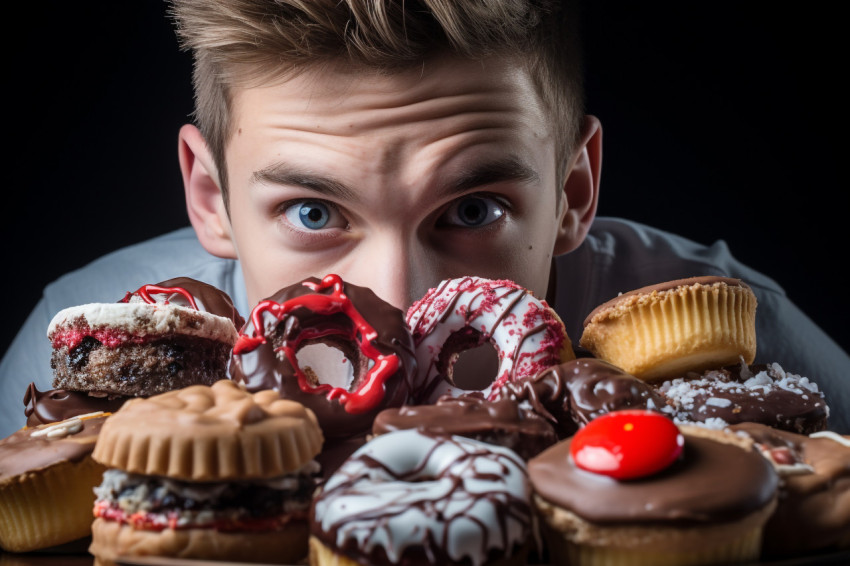 Teenager grabbing food from friend