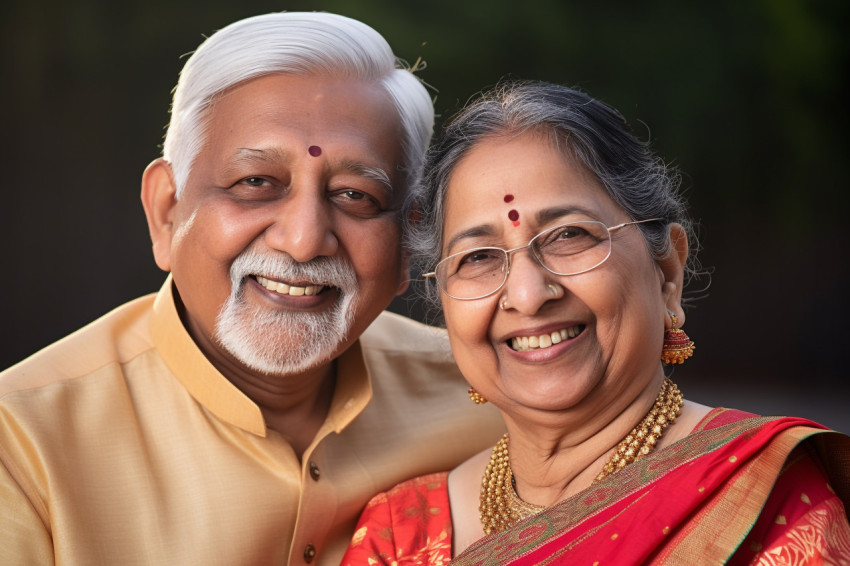 Senior Indian couple smiling photo