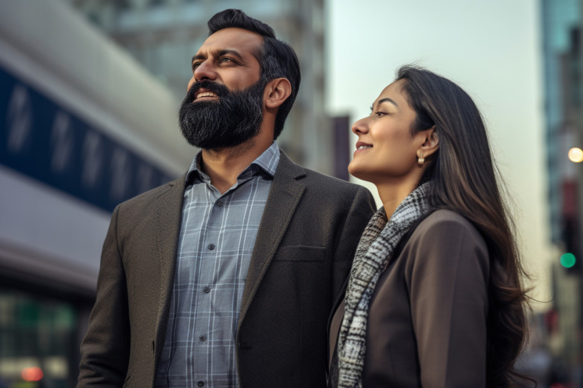 Married Indian couple outside