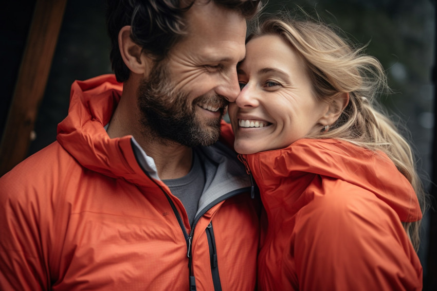 Happy man hugging his beautiful wife