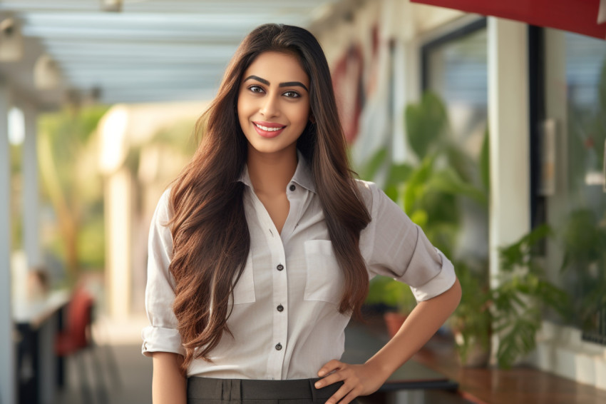 Cheerful Indian girl looking at camera