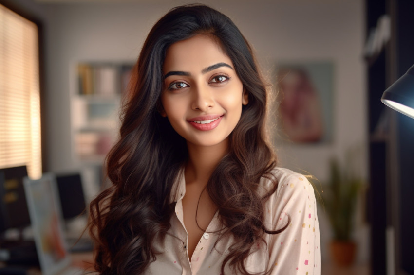 Cheerful Indian girl looking at camera