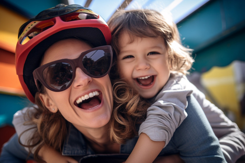 Happy mother and daughter playing at home