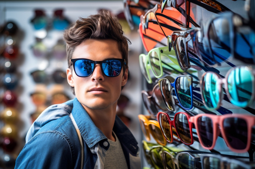 Young man shopping at store