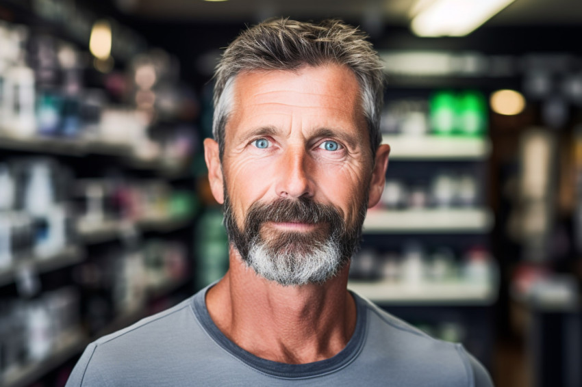 Middle aged man in shop