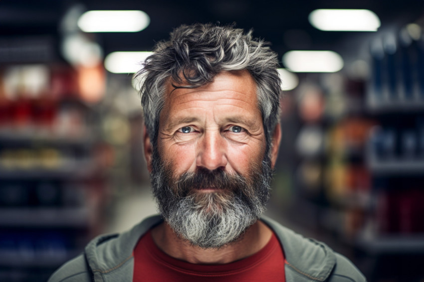 Middle aged man in shop