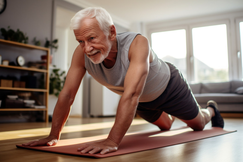 Fit senior man doing yoga