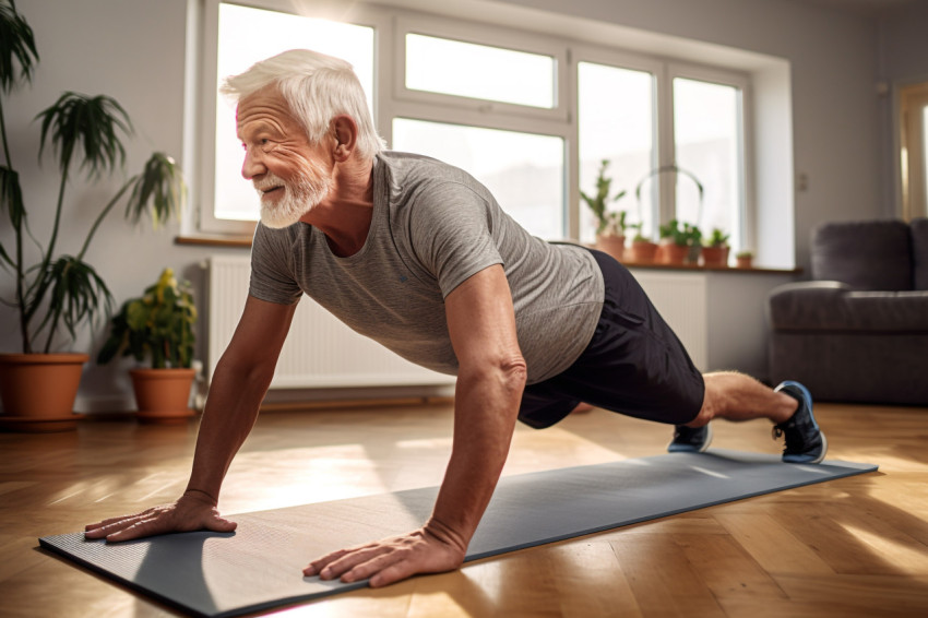 Fit senior man doing yoga