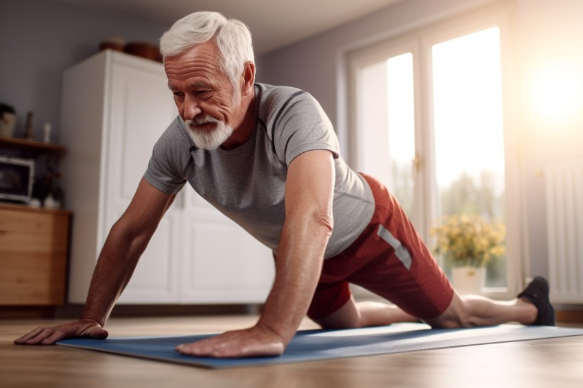 Fit senior man doing yoga