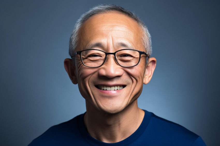 Smiling Chinese senior man portrait