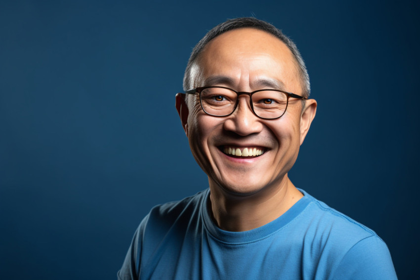 Smiling Chinese senior man portrait