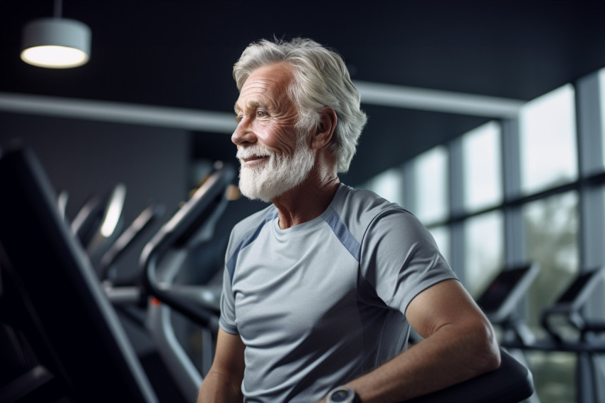 Senior man exercising in gym