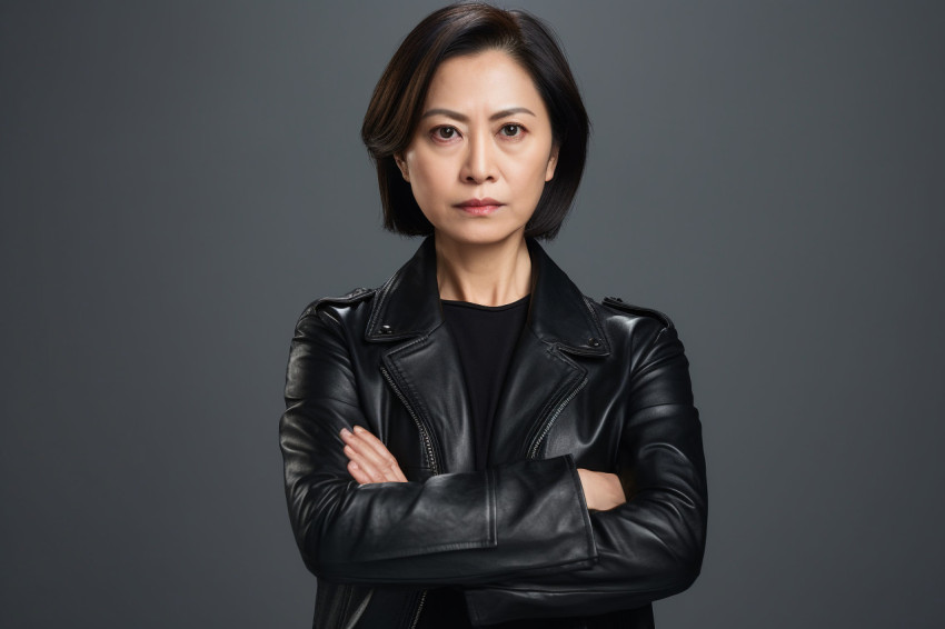 Asian female psychologist standing with arms crossed