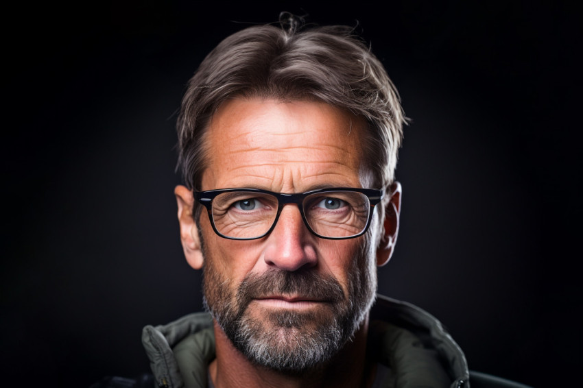 Stylish middle aged man with glasses