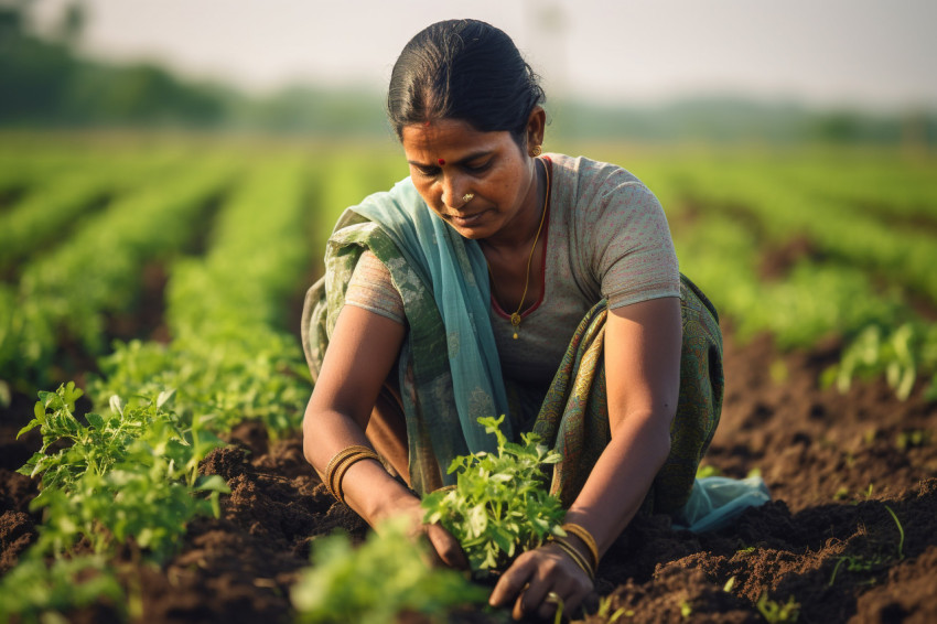 Indian woman farmer working in the field