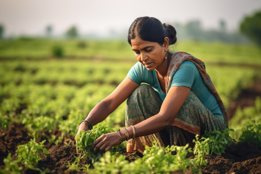 Indian woman farmer working in the field