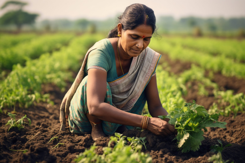 Indian woman farmer working in the field