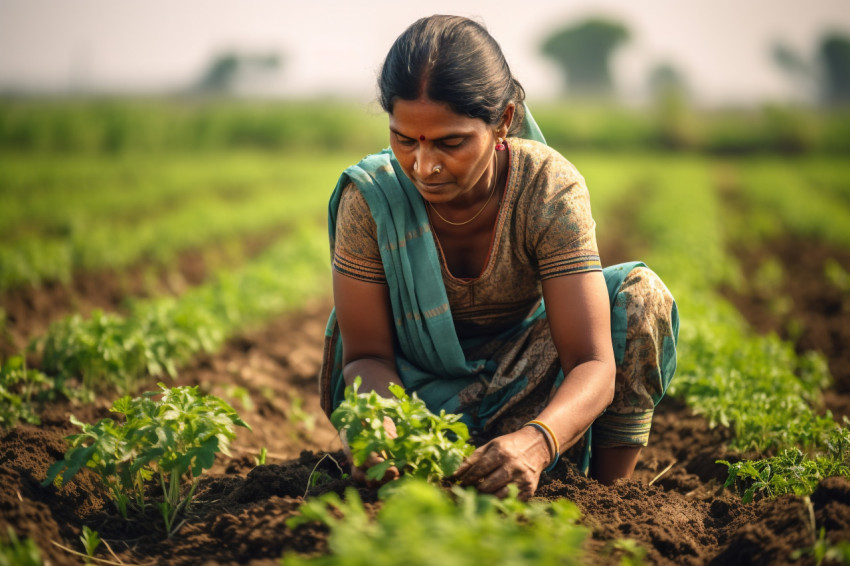 Indian woman farmer working in the field