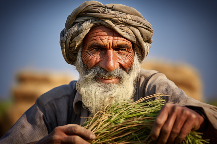 Indian farmer working on field