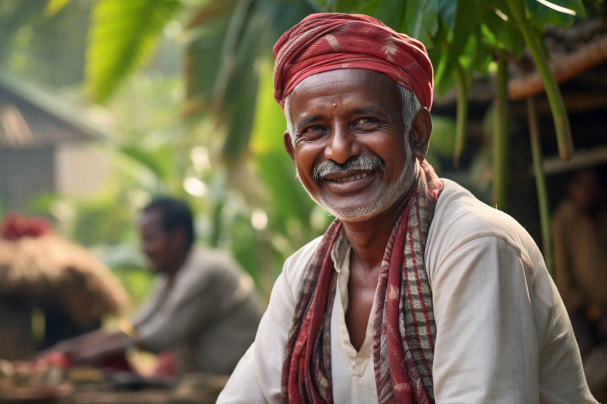 Indian village man smiling outdoors