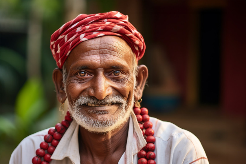 Indian village man smiling outdoors