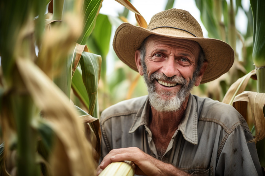 A farmer posing in a banana plantation in the American tropics