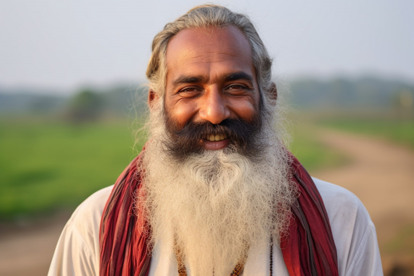 Indian man with beard in rural India