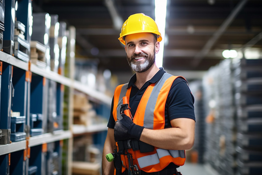 Electrician working on blurred background