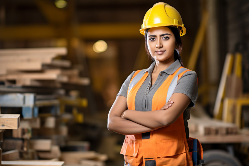 Indian woman construction worker at work