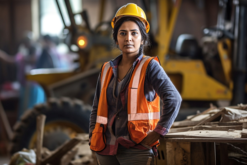 Indian woman construction worker at work