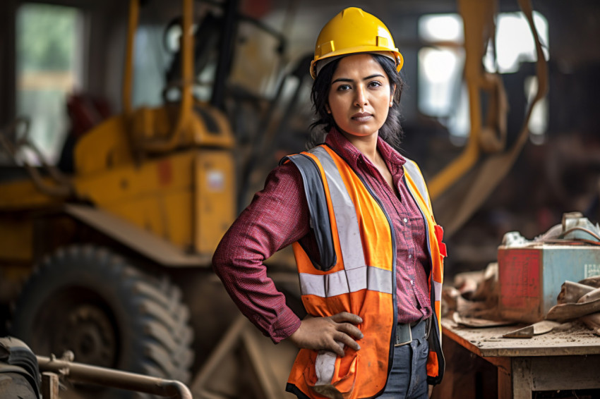 Indian woman construction worker at work