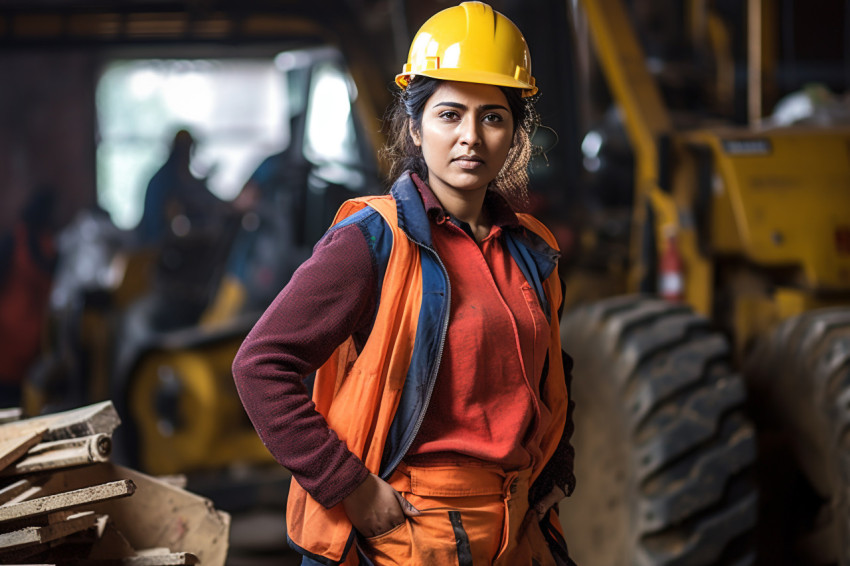 Indian woman construction worker at work