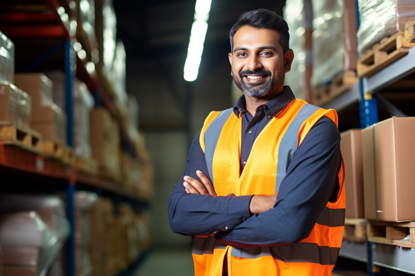 Indian glazier working confidently on blurred background