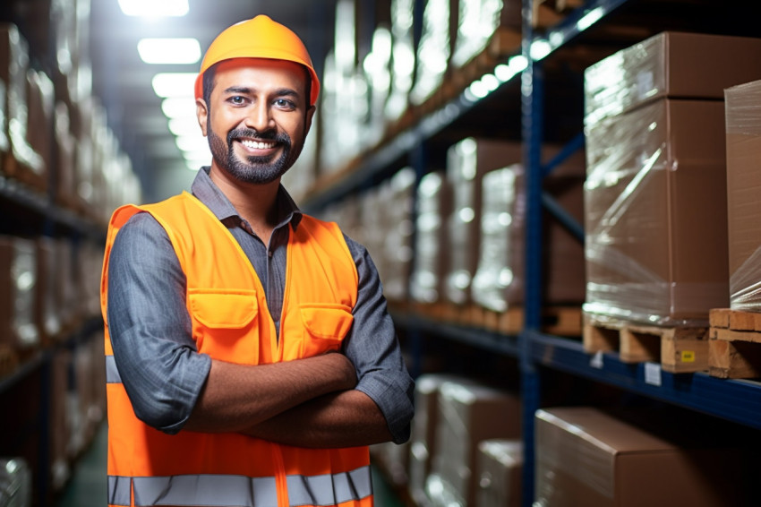 Indian glazier working confidently on blurred background