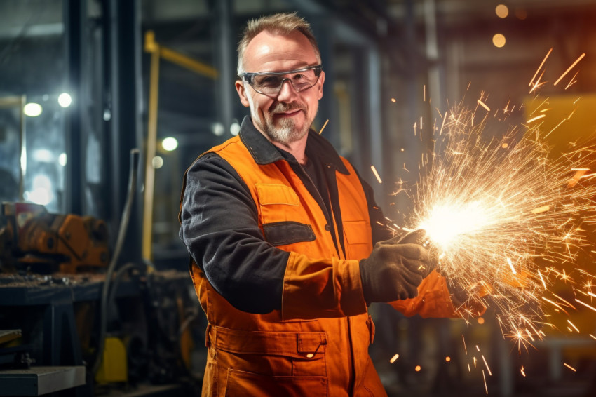 Glass expert works confidently on blurry backdrop