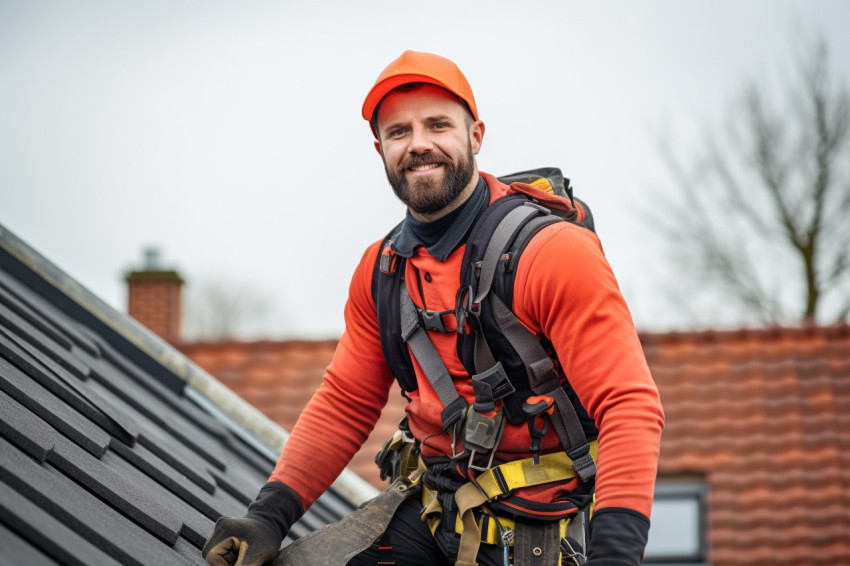 Roofer working on roof with confidence