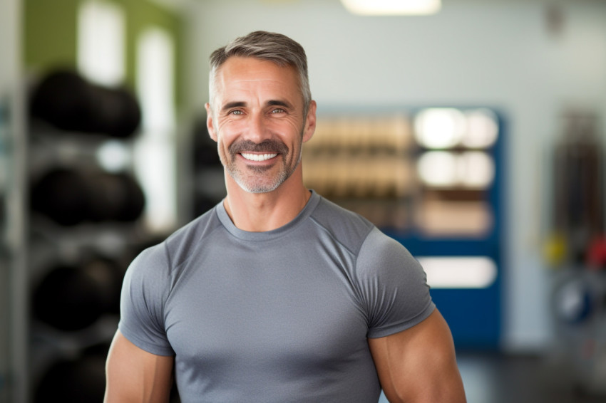 Smiling male PE teacher at work