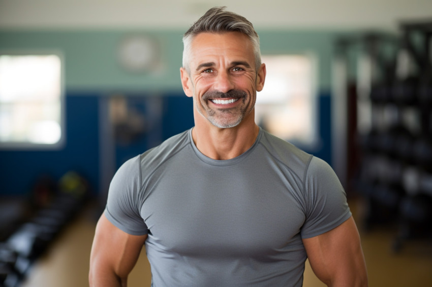 Smiling male PE teacher at work