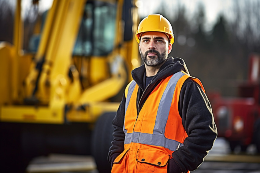 Skilled crane operator skillfully maneuvers machinery against on a blurred background