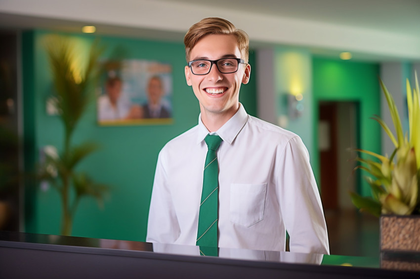 Smiling receptionist at work