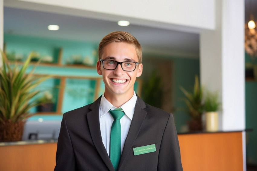 Smiling receptionist at work