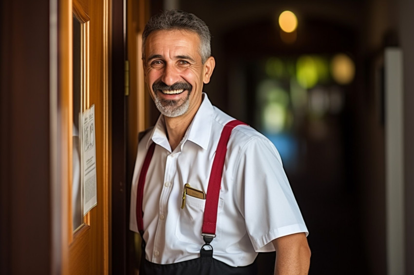 Friendly doorman at work