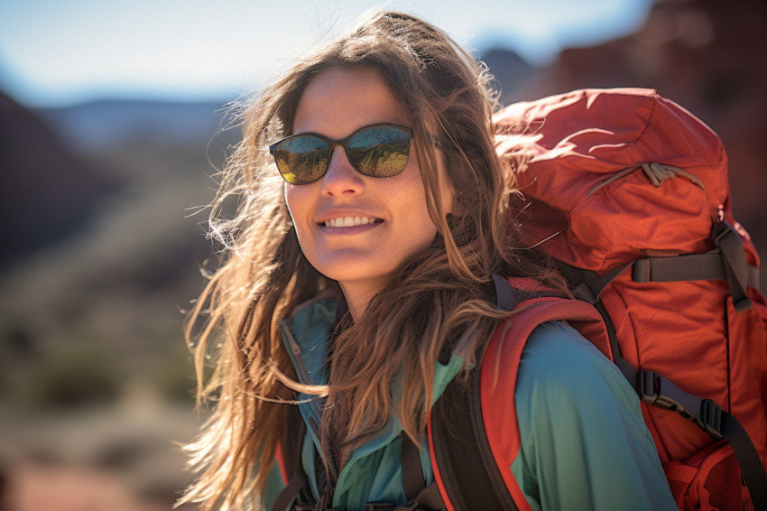 Adventurous woman exploring the Grand Canyon