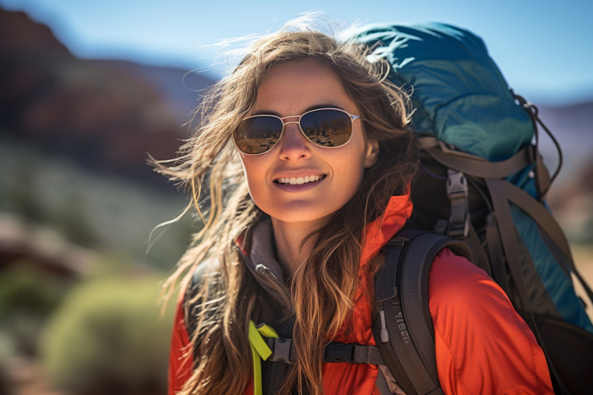 Adventurous woman exploring the Grand Canyon